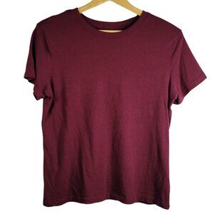 A New Day Women Short Sleeve T Shirt Red Wine Medium Pullover Solid Layer